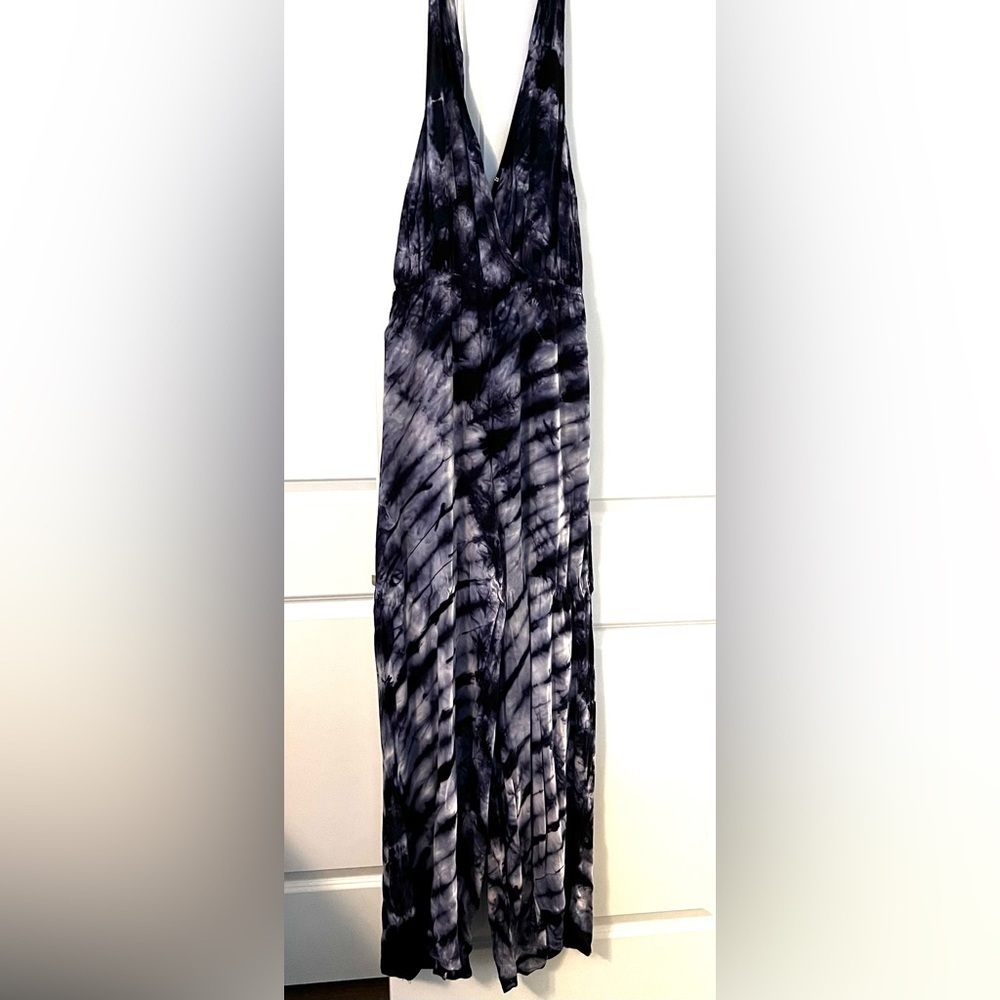 Tie dye jump suit with backless halter